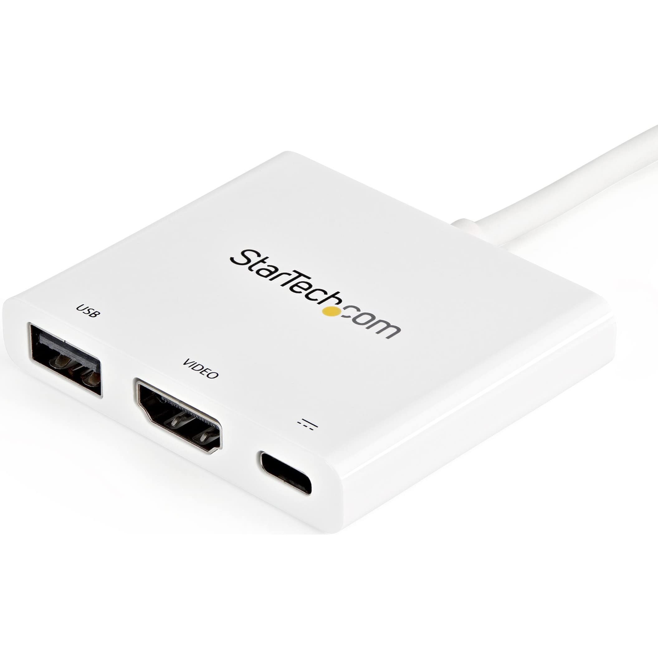 Startech.Com Usb C To Hdmi Adapter   White   4K 30Hz   Thunderbolt 3 Compatible   With Power Delivery (Usb Pd)   Usb C Dongle (C
